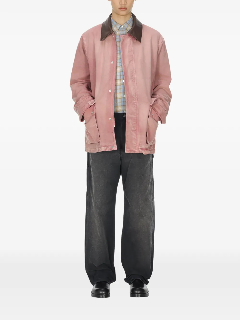 Auralee Contrasting-collar Jacket In Pink
