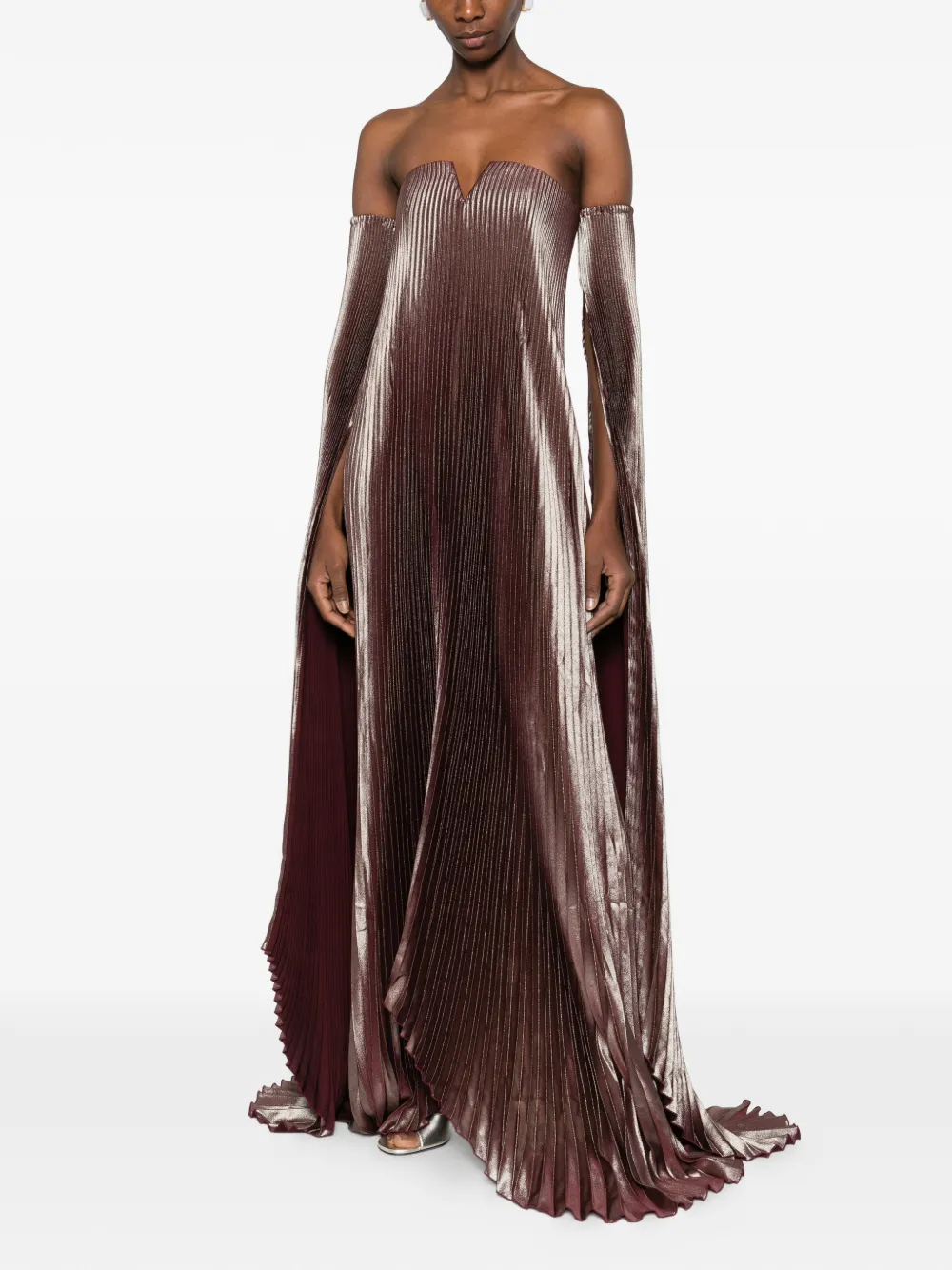 L'IDÉE pleated detachable-sleeves gown | Evening Dresses | Image 2
