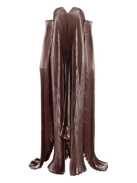 L'IDÉE pleated detachable-sleeves gown