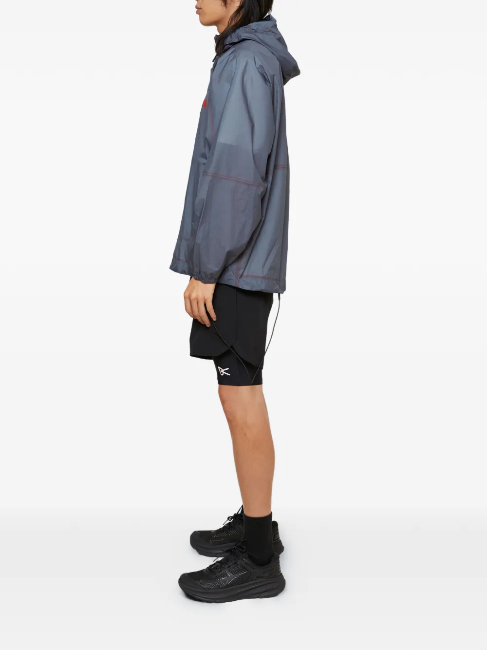  District Vision X Massimo Osti Logo Hooded Jacket - Grey 