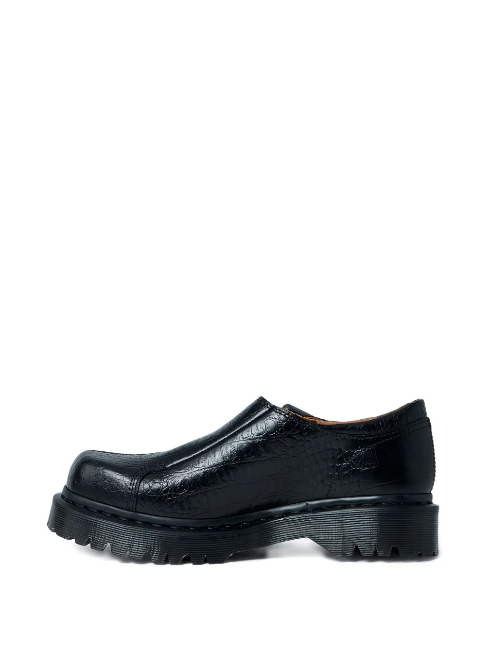 Dr. Martens Rejena Mj Croc-embossed Buckled Shoes In Black