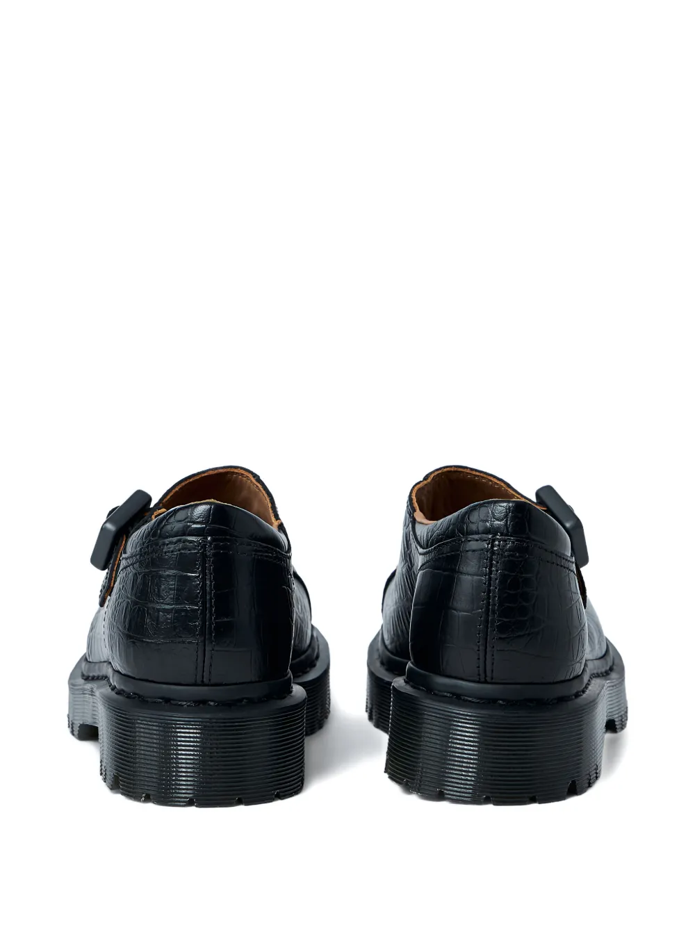 Dr. Martens Rejena Mj Croc-embossed Buckled Shoes In Black