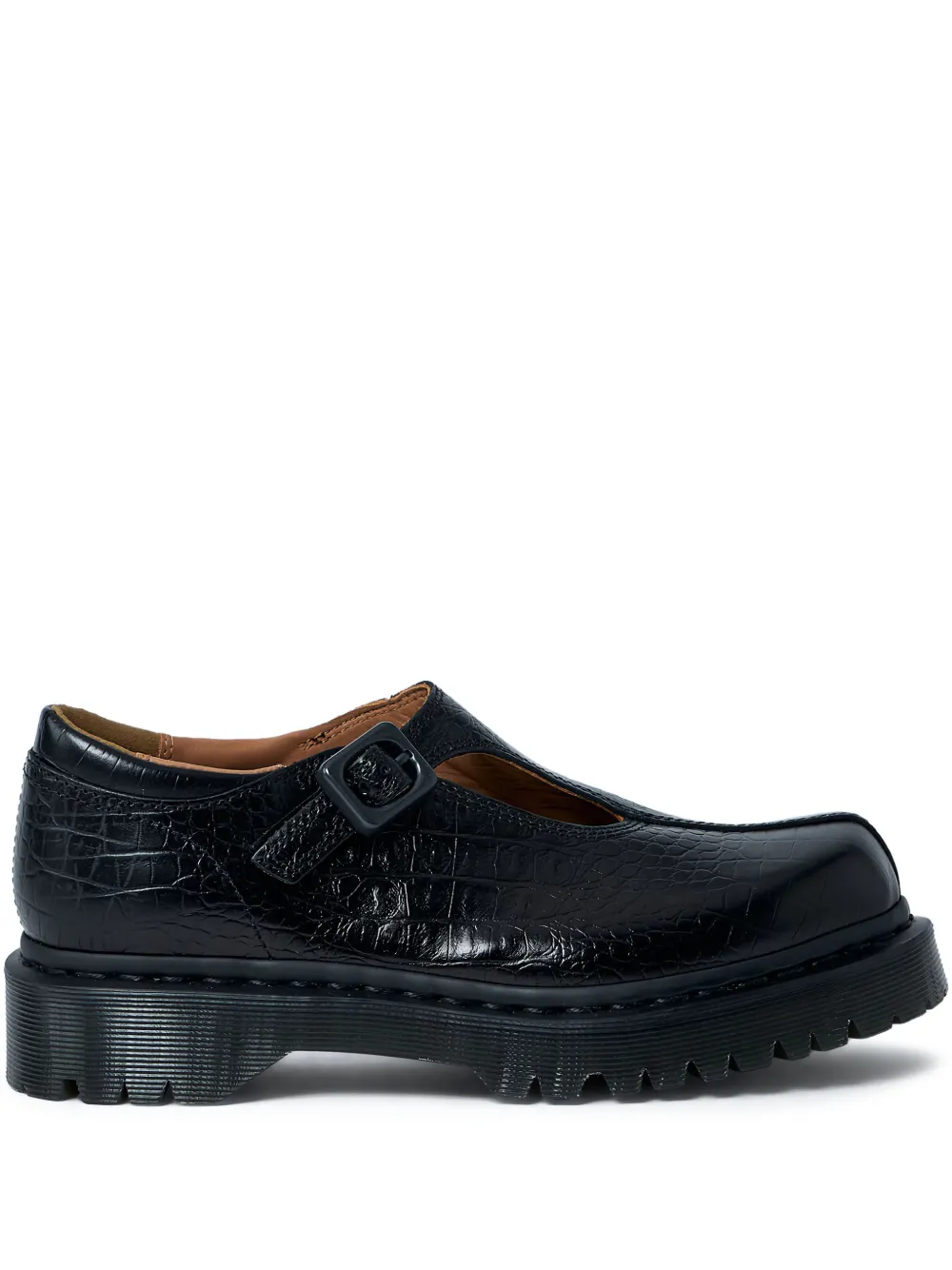 Dr. Martens Rejena MJ croc-embossed buckled shoes - Nero