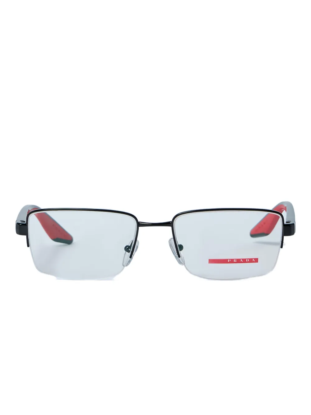 Prada Linea Rossa semi-rimless rectangle-frame glasses | Black | Image 1
