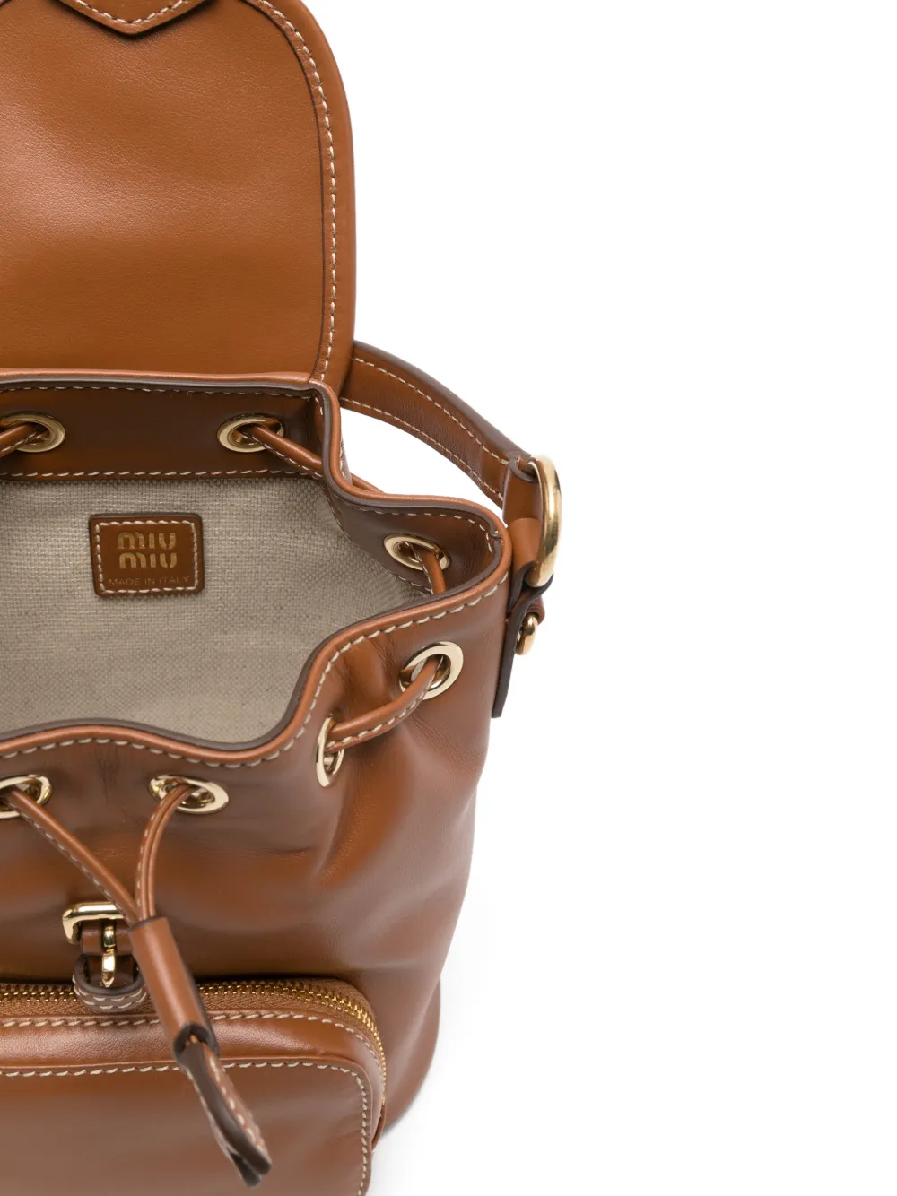 Miu Mini-tas met omslag en logo Bruin