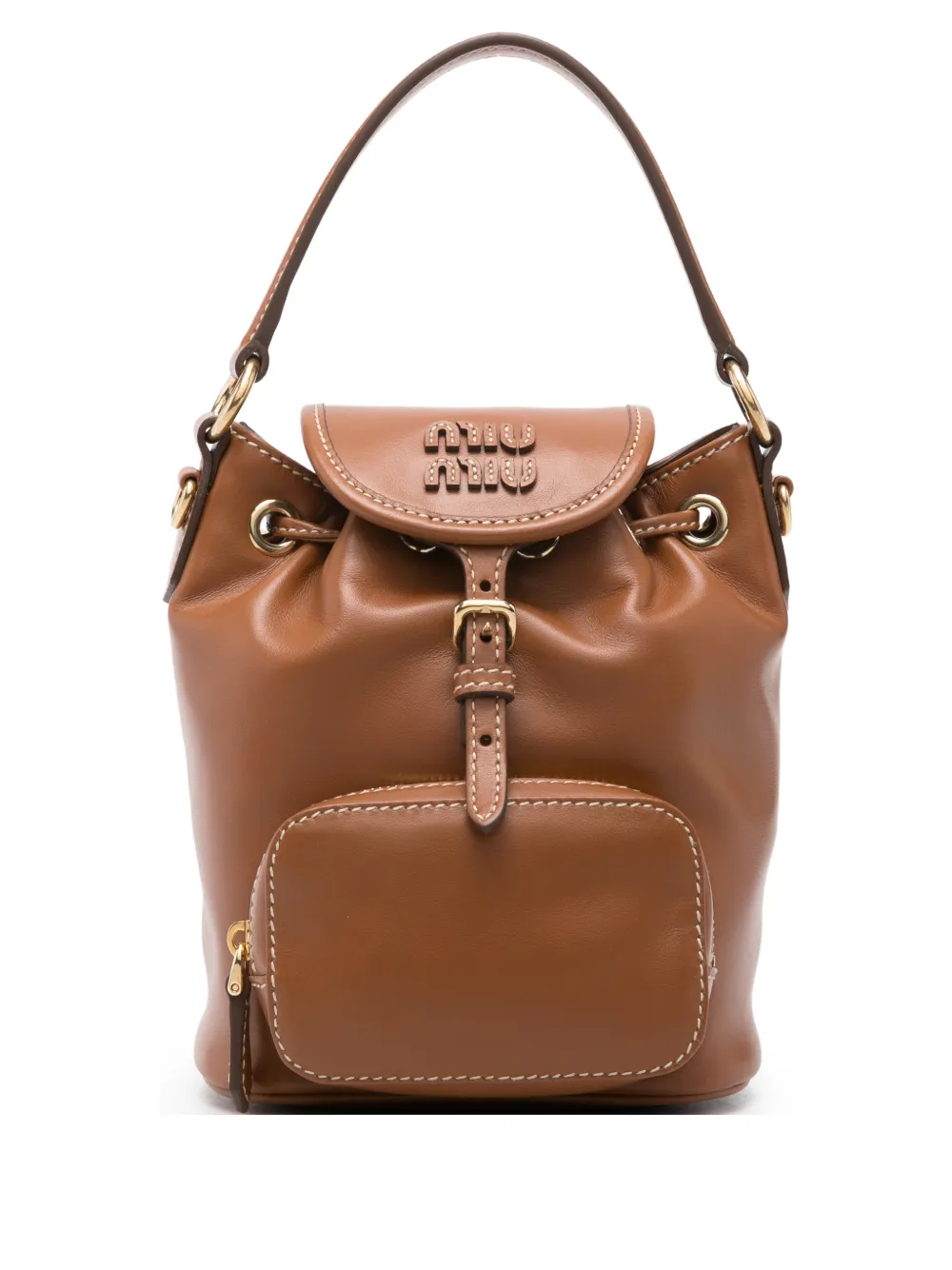 Miu Miu logo flap-top mini bag - Marrone