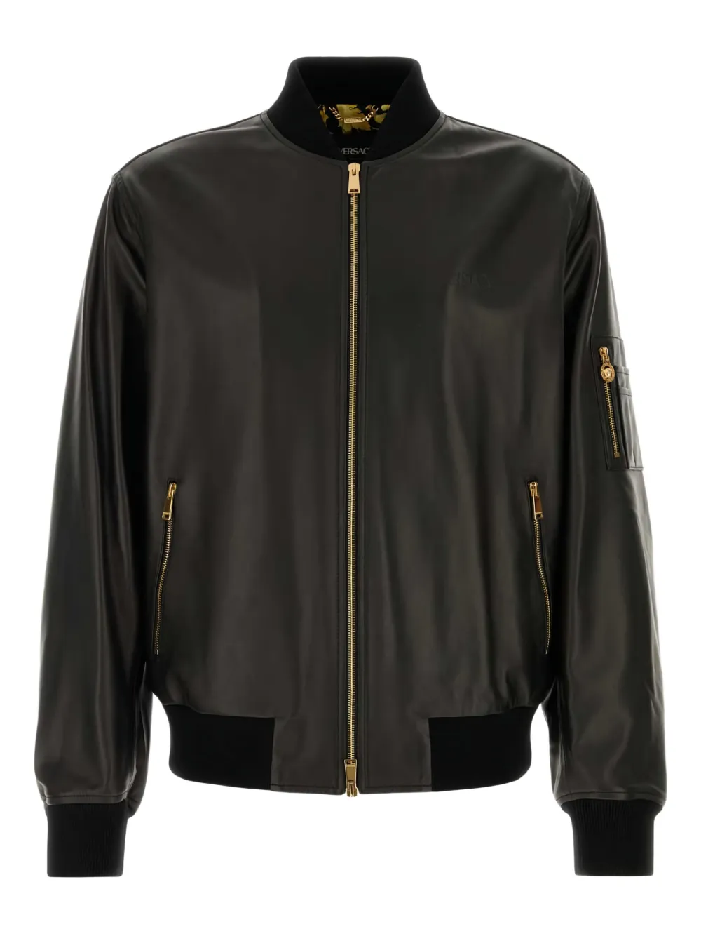 Versace leather bomber jacket - Nero
