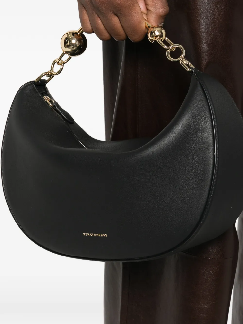 Strathberry Crescent Moon shoulder bag - Zwart
