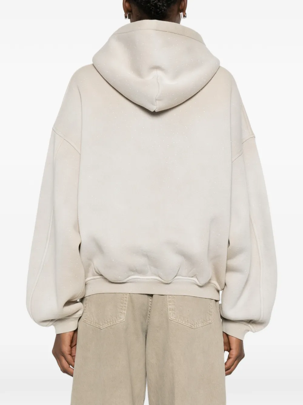Alexander Wang Terry hoodie met rits en kristallen Beige
