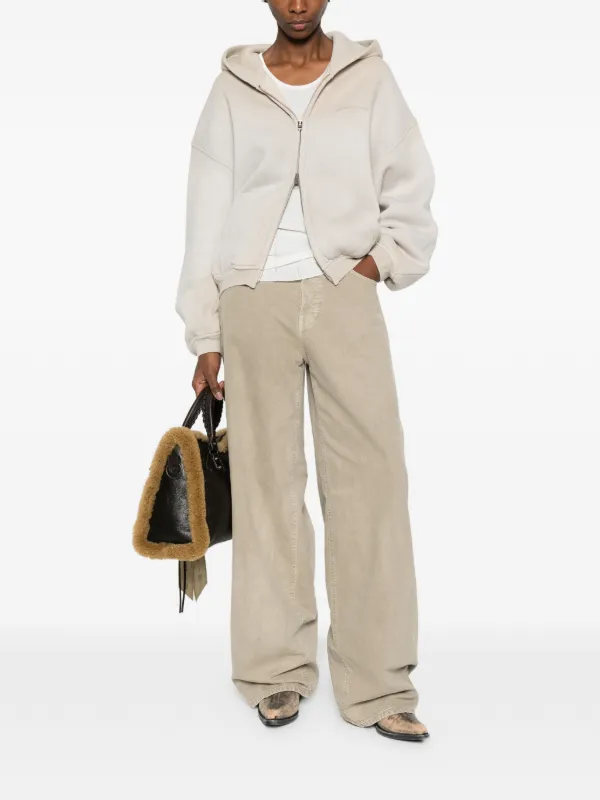 Alexander Wang Crystal Washed Terry Zip Hoodie | Neutrals | FARFETCH