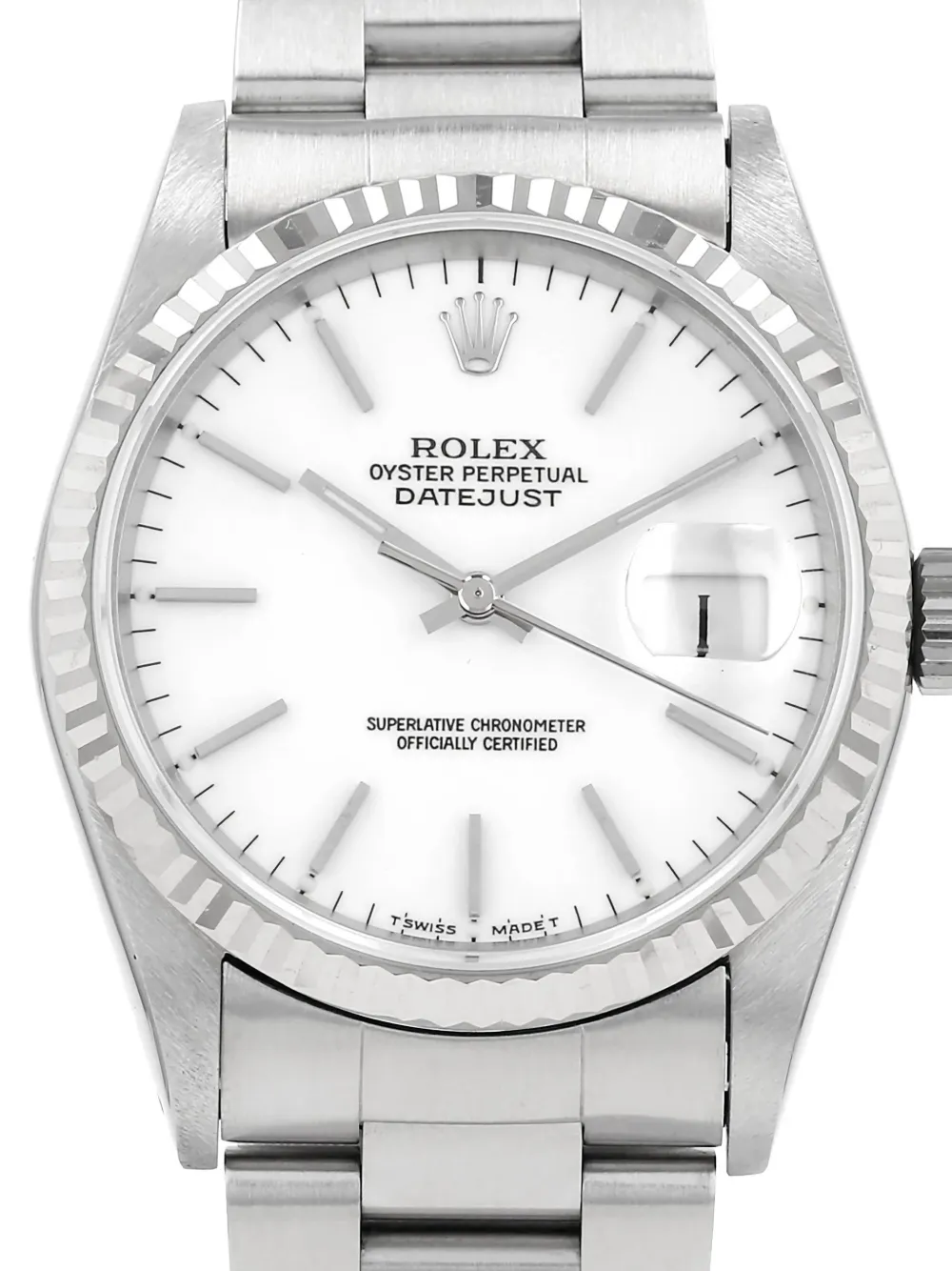 Rolex 1990s Datejust striated 36mm watch - Argento