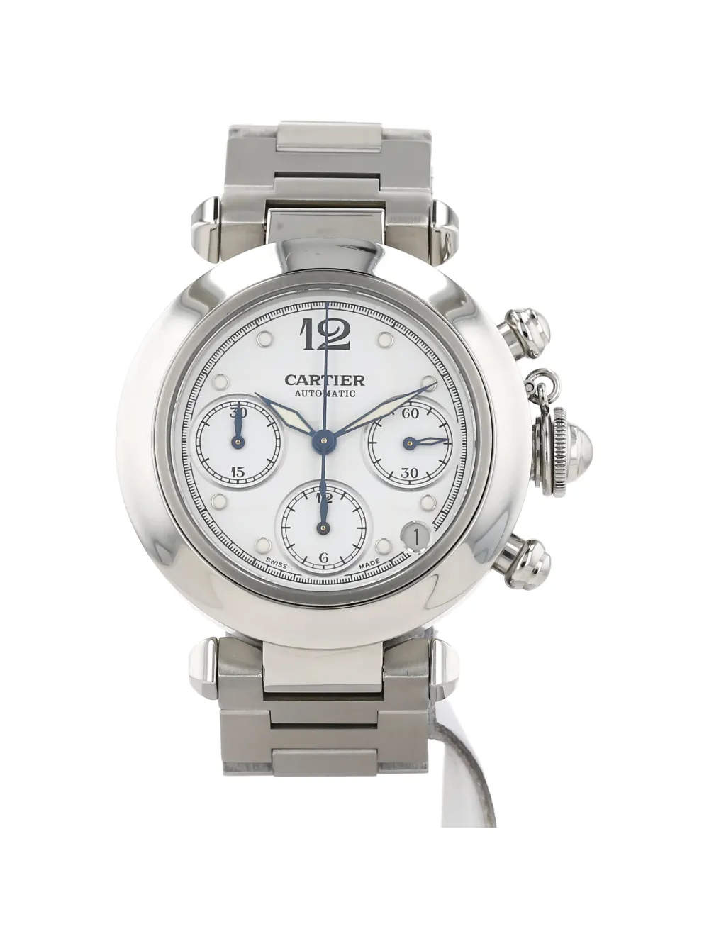 Cartier 1990s Chrono Pasha date window 36mm watch - Argento