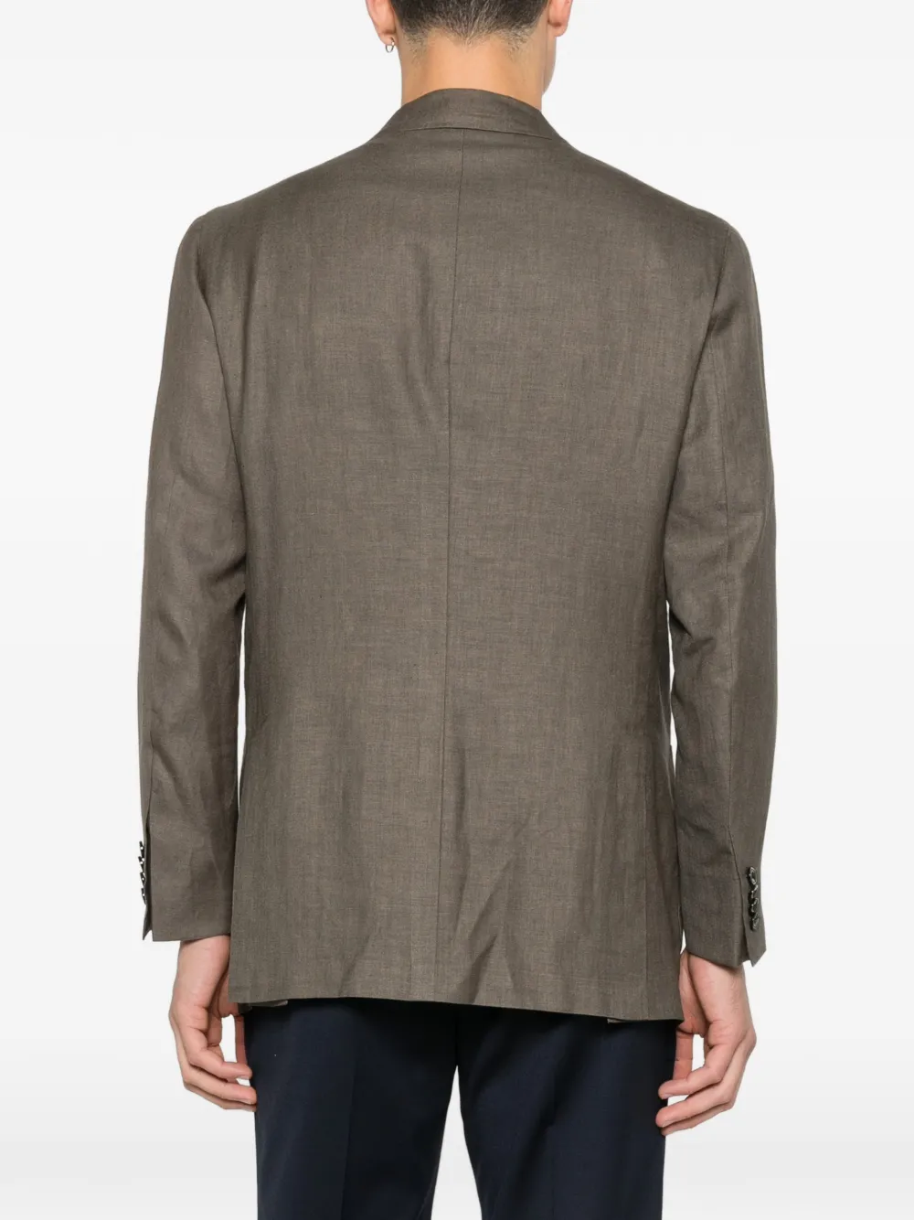 Kiton Blazer met dubbele rij knopen en zak Groen