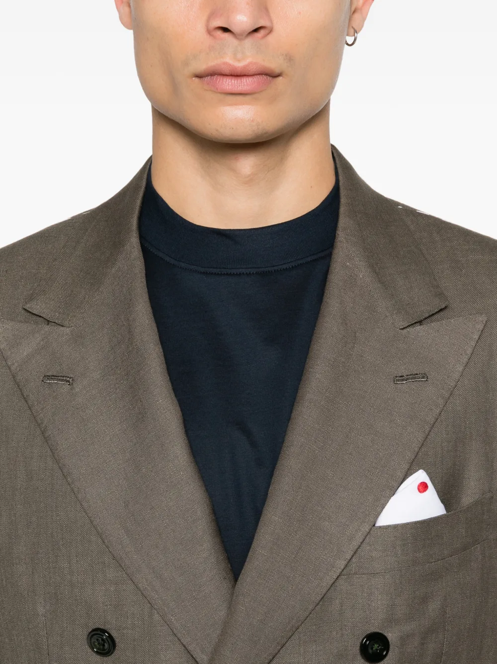Kiton Blazer met dubbele rij knopen en zak Groen