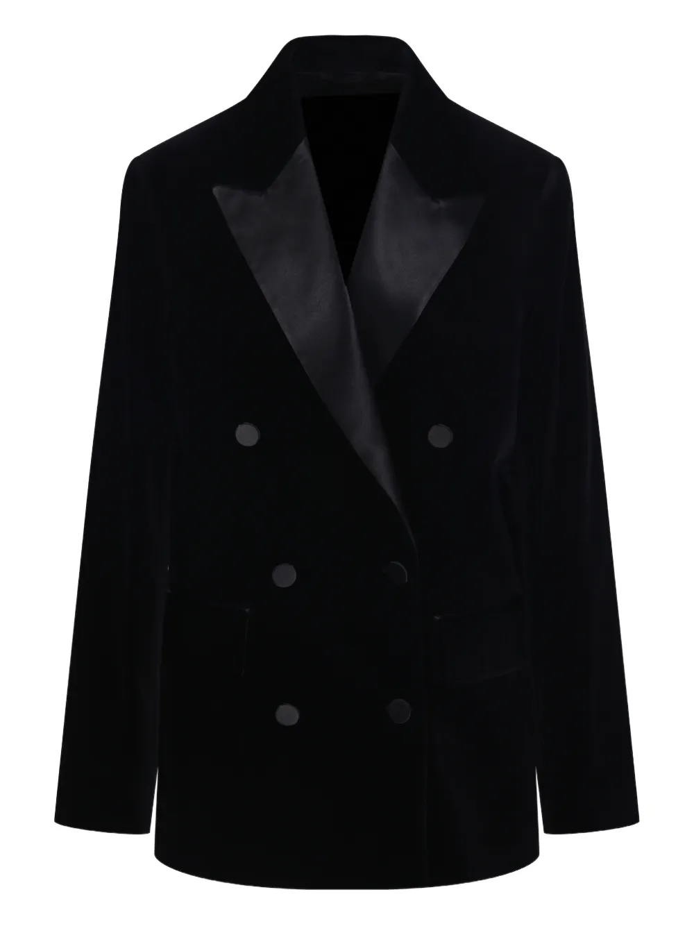 Golden Goose Velvet And Satin Double-breasted Blazer Jackets And Coats Black In Black