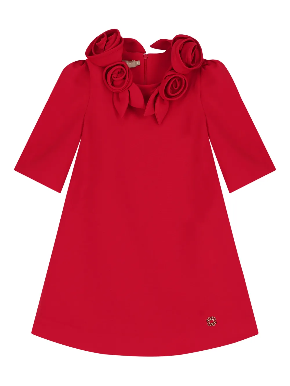 ELIE SAAB JUNIOR floral-detail logo-plaque dress - Rosso