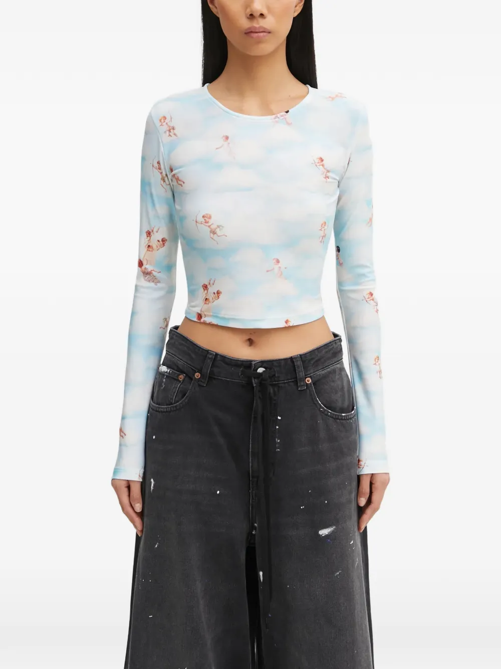 Fiorucci cloud-pattern long-sleeve T-shirt - Blu