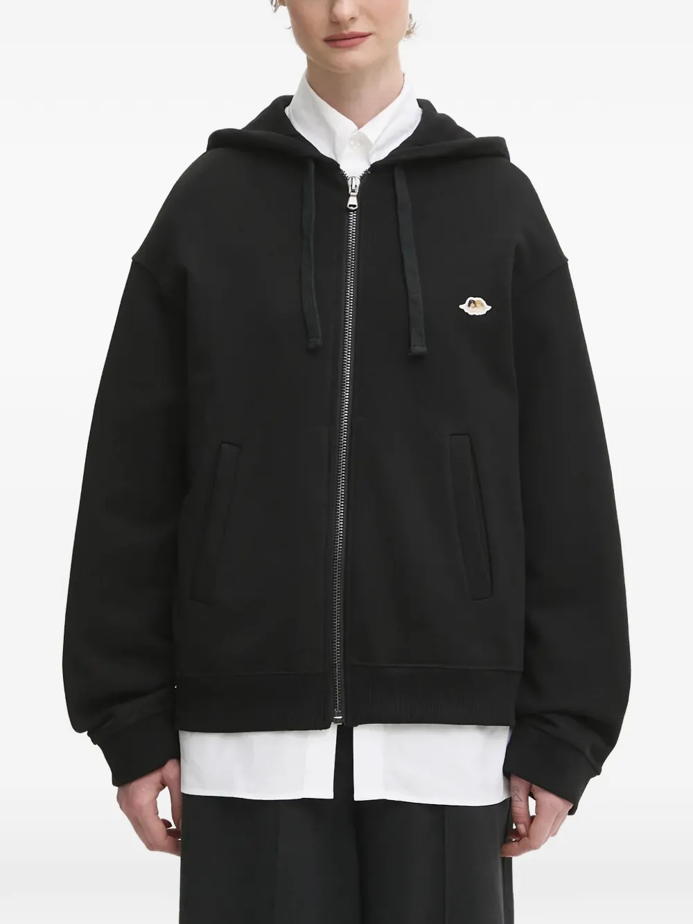 Fiorucci angels-patch zip-fastening hoodie - Nero