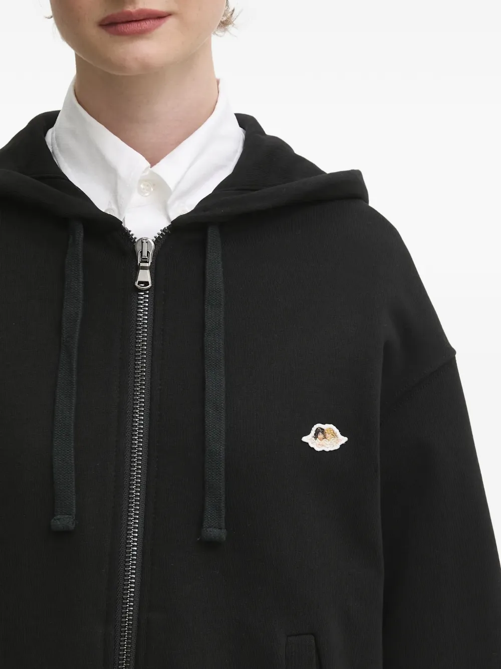 Fiorucci Hoodie met ritssluiting en engelenpatch Zwart