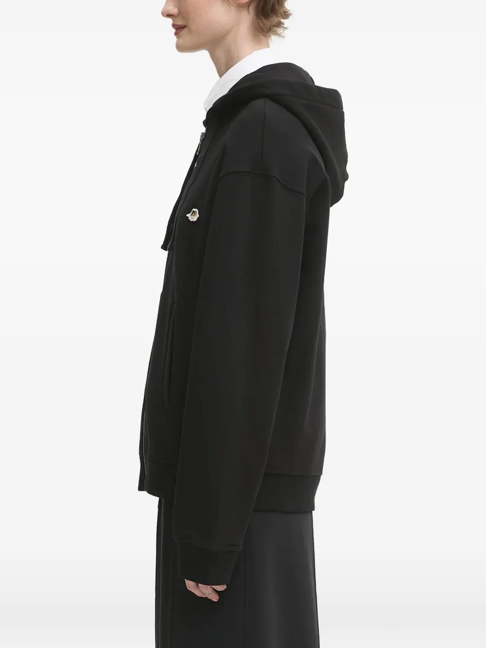  Fiorucci Angels-patch Zip-fastening Hoodie - Black 