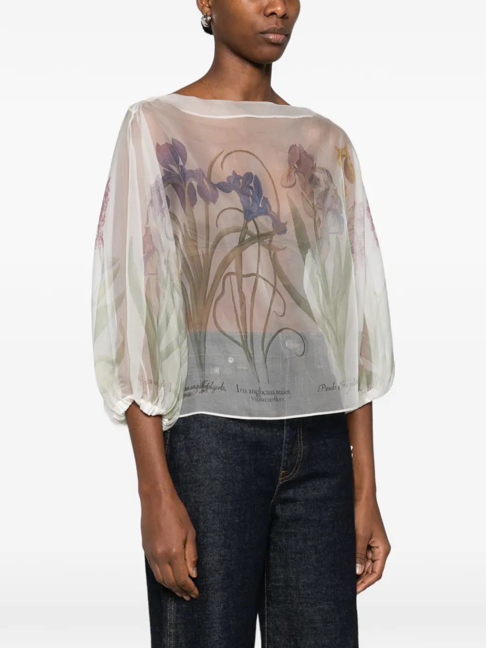 Alberta Ferretti Zijden top met bloemenprint Wit