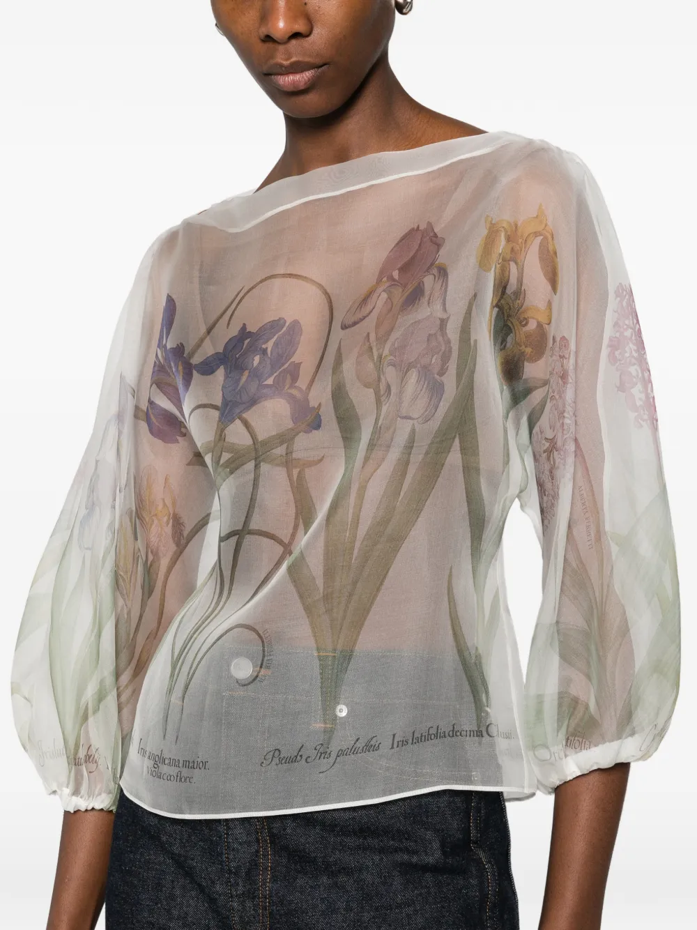 Alberta Ferretti Zijden top met bloemenprint Wit