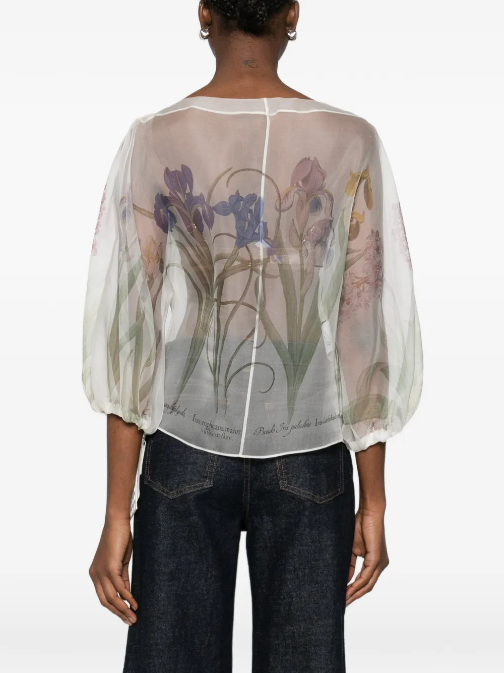 Alberta Ferretti Zijden top met bloemenprint Wit