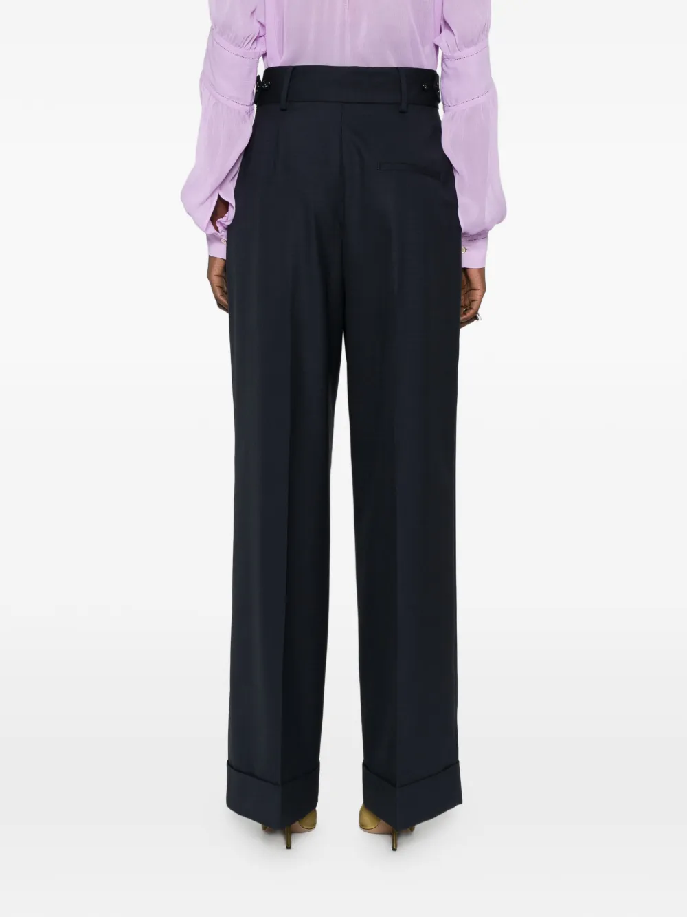 Alberta Ferretti Geplooide broek met cuffs Blauw