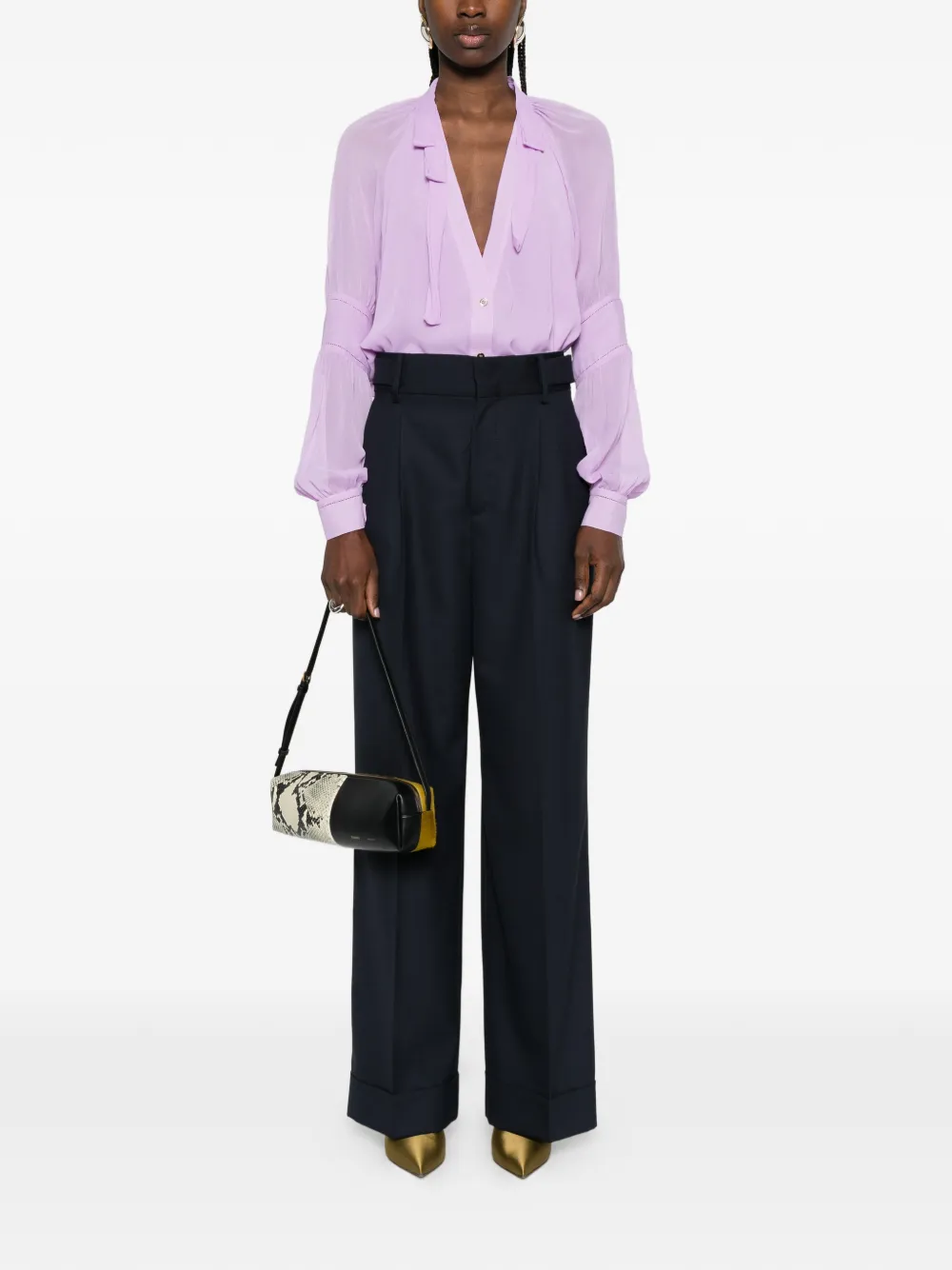 Alberta Ferretti Geplooide broek met cuffs Blauw
