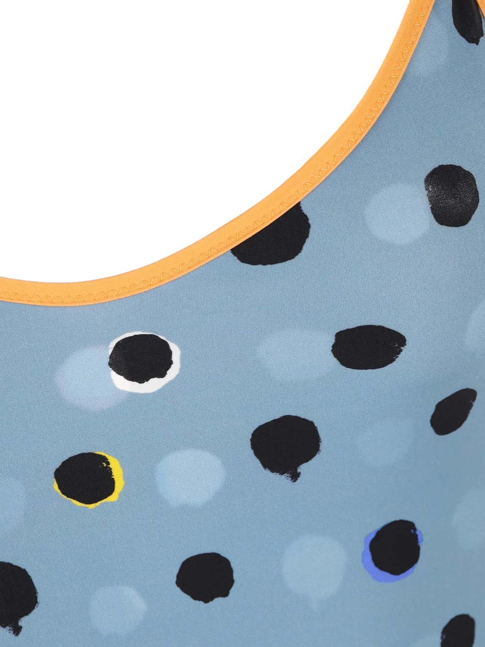 Fendi Swimsuit Low Back Scoop Neckline Polka Dot In Blue