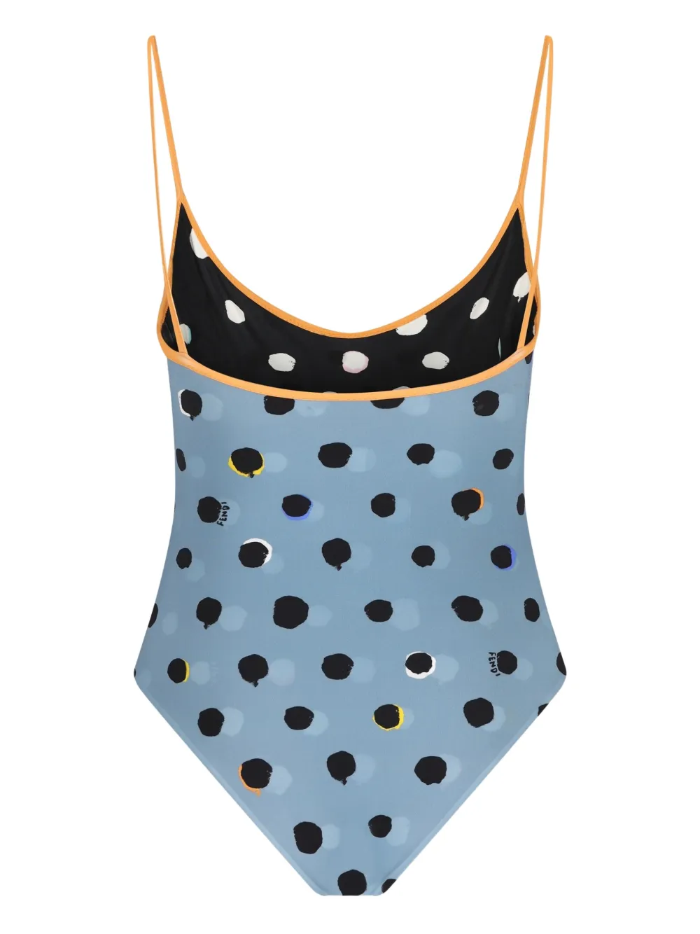 Fendi Swimsuit Low Back Scoop Neckline Polka Dot In Blue
