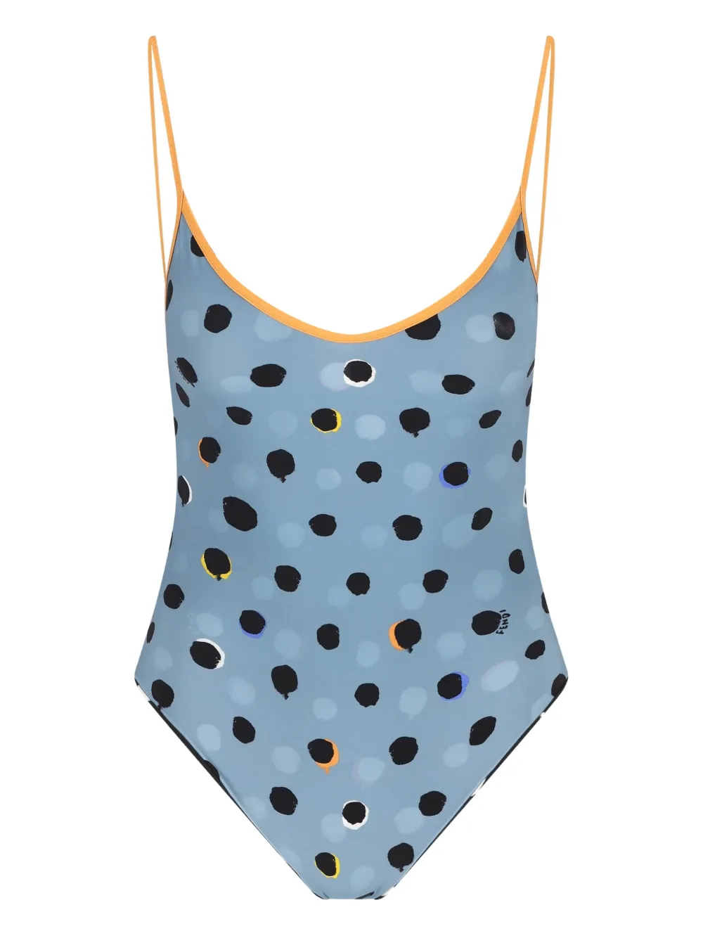 Fendi Swimsuit Low Back Scoop Neckline Polka Dot In Blue
