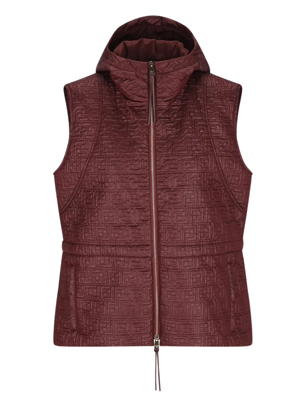 FENDI Gilet trapuntato con cappuccio e zip - Rosso