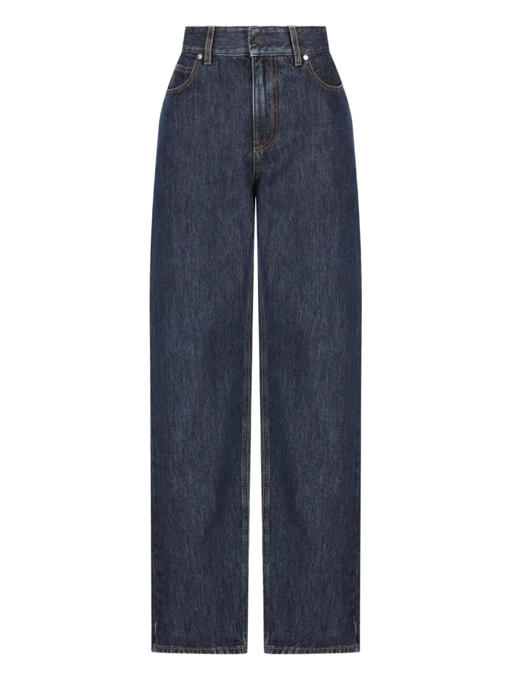 Fendi High-waisted And Straight Leg Five-pocket Jeans Clothing In Blue