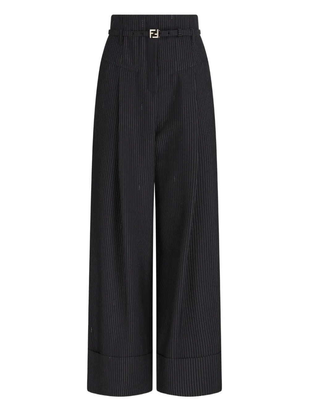 FENDI Pantaloni gessati con cintura - Blu