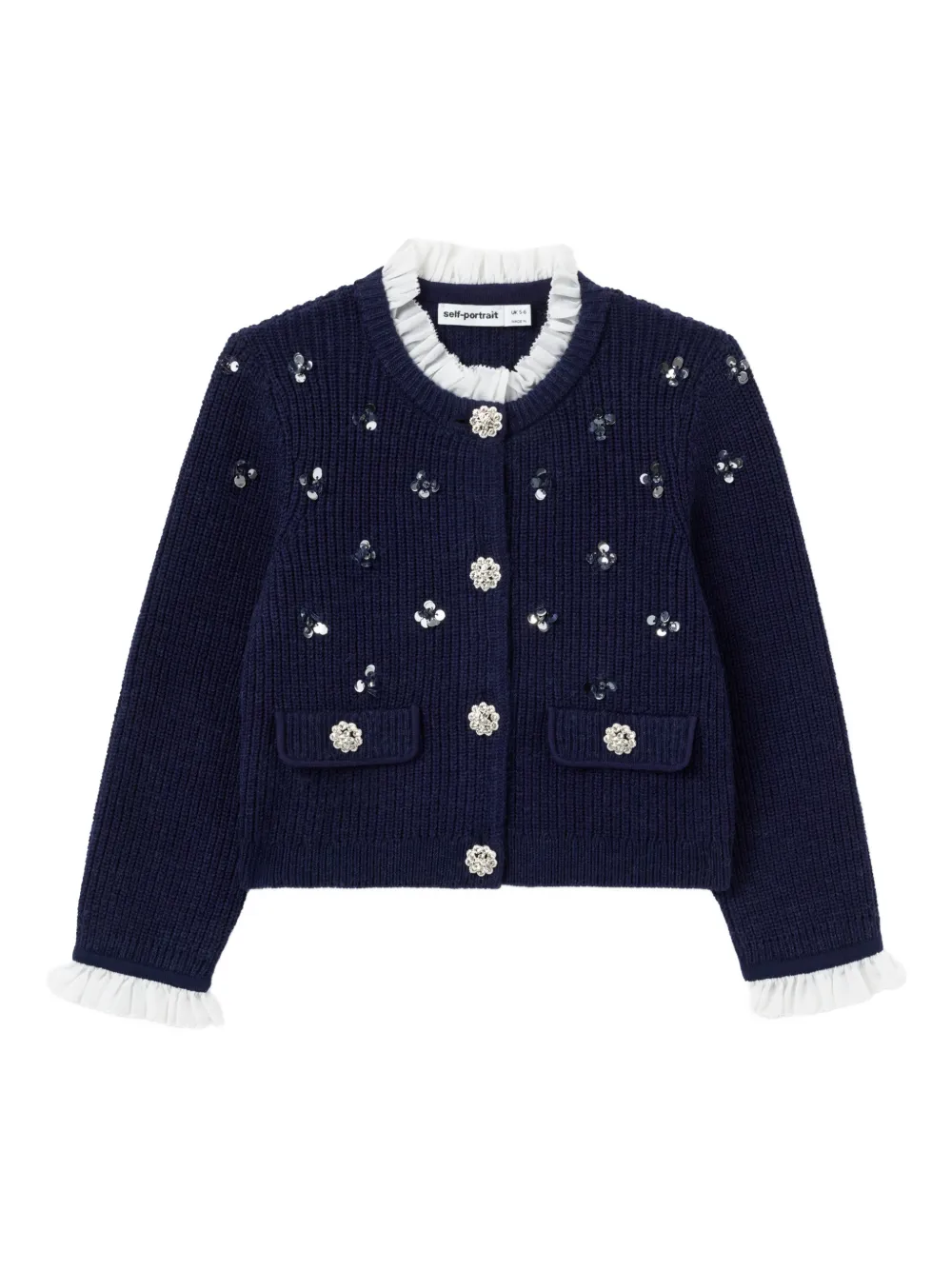 Self-Portrait Kids sequin-appliqués cardigan - Blu
