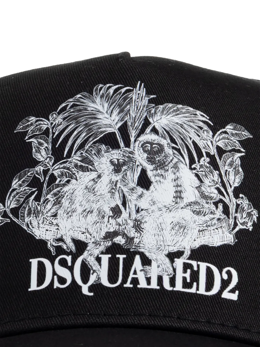 DSQUARED2 Honkbalpet met apenpatroon Zwart