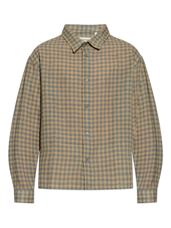 Frame Checked Buttoned-up Shirt in Neutrals