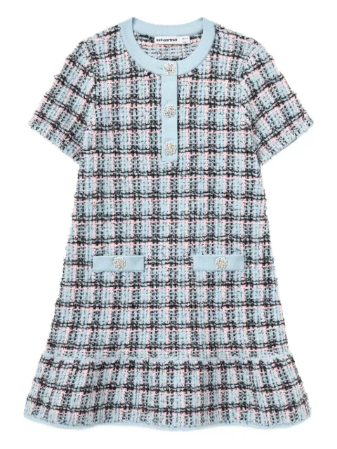 Self-Portrait Kids rhinestone-embellishment checked dress