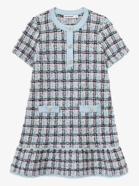 Self-Portrait Kids rhinestone-embellishment checked dress