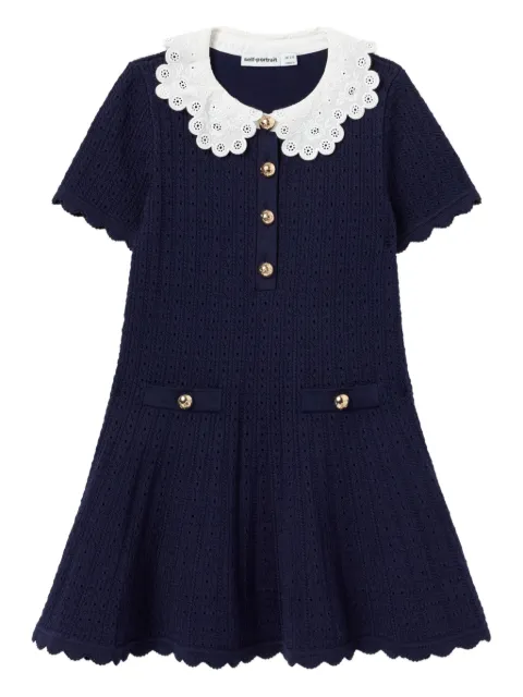 Self-Portrait Kids lace-collar knitted dress