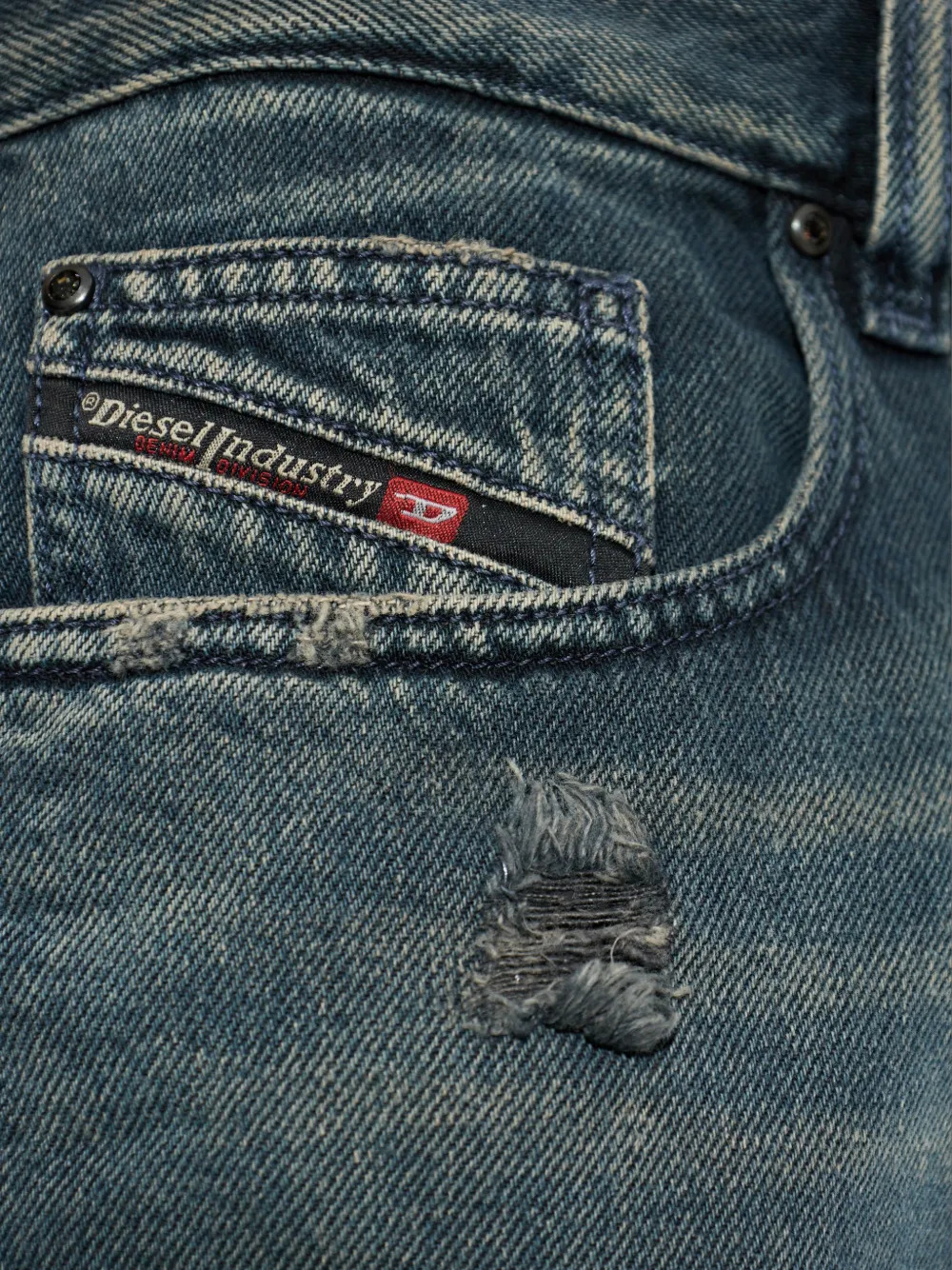 Diesel D-Macs gerafelde jeans Blauw