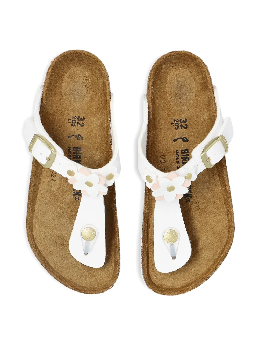 Birkenstock Kids Gizeh flower buckle sandals Wit
