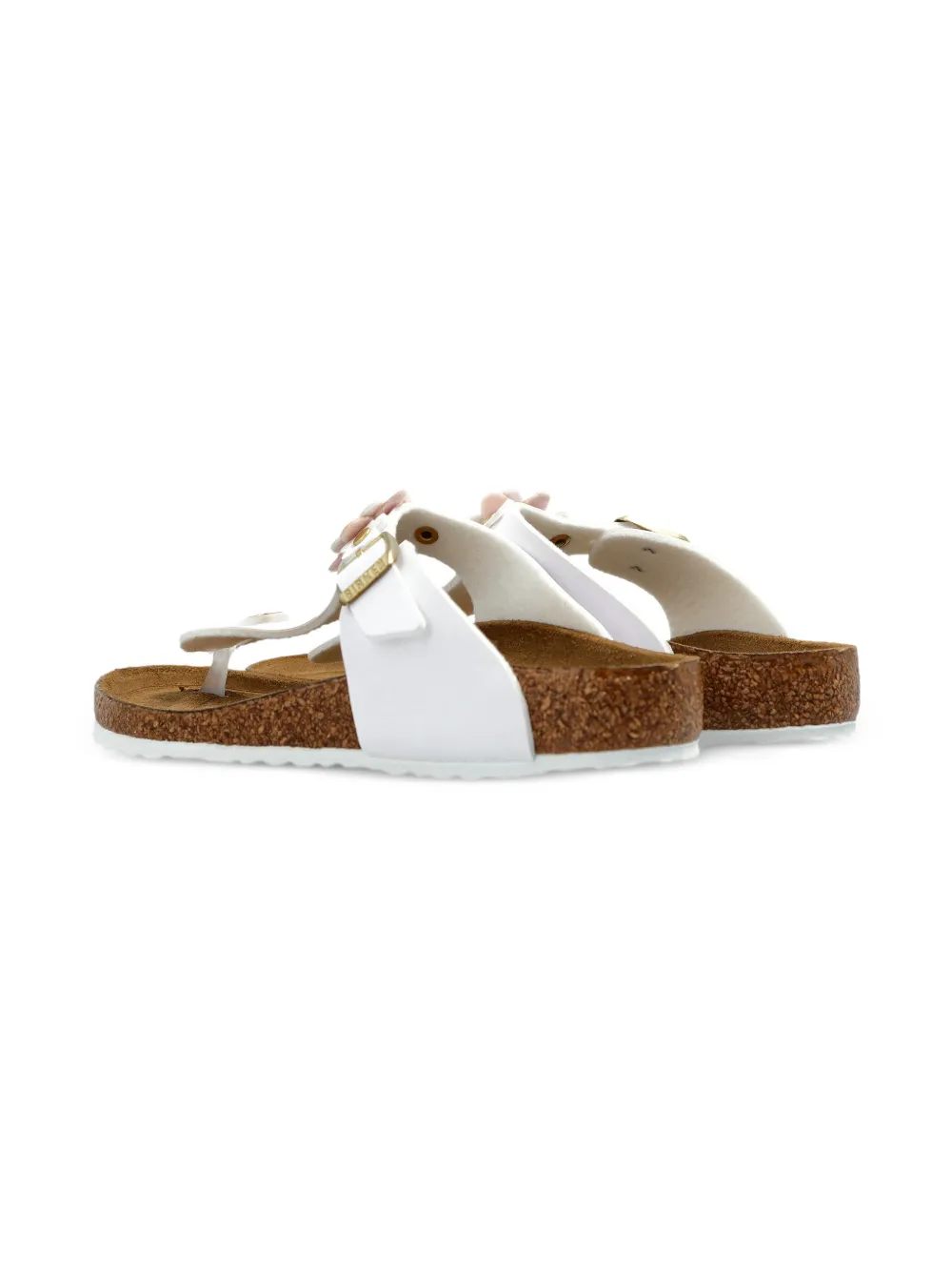 Birkenstock Kids Gizeh sandalen met bloemengesp Wit