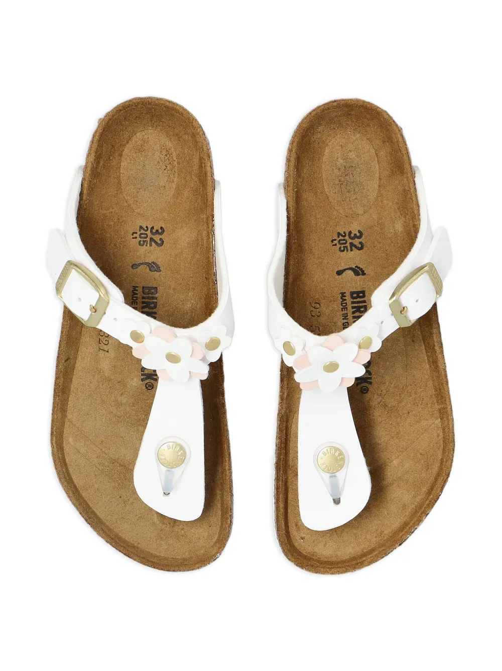 Birkenstock Kids Gizeh sandalen met bloemengesp Wit