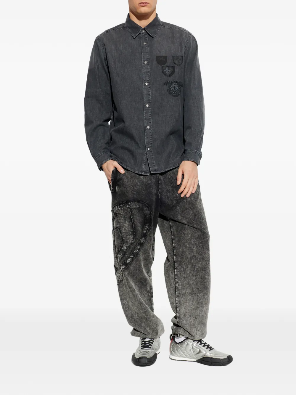 Diesel D-Simply-S15 embroidered shirt - Grijs