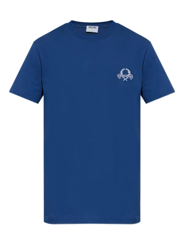 Moschino Logo-embroidered T-shirt in Blue
