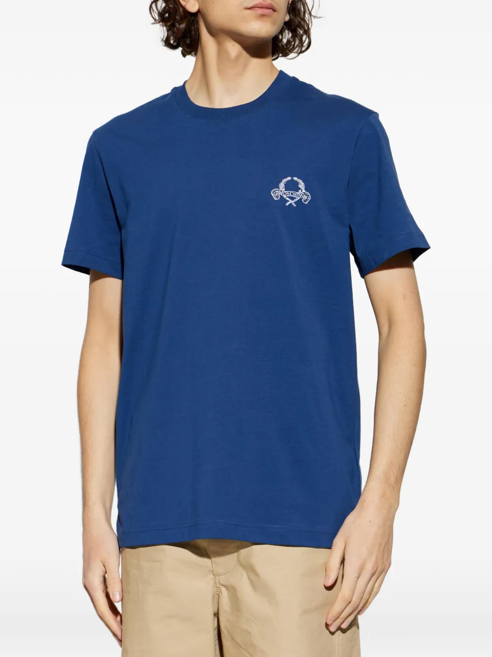 Moschino T-shirt met geborduurd logo Blauw