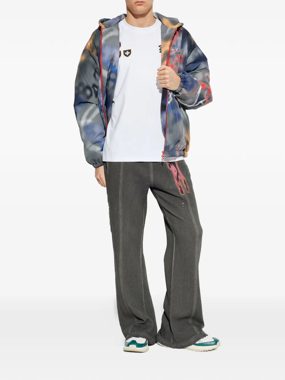 Diesel crystal-embellished graphic trousers - Grijs