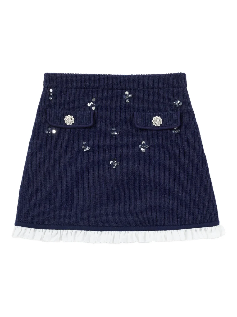 Self-Portrait Kids sequin-appliqués skirt - Blu